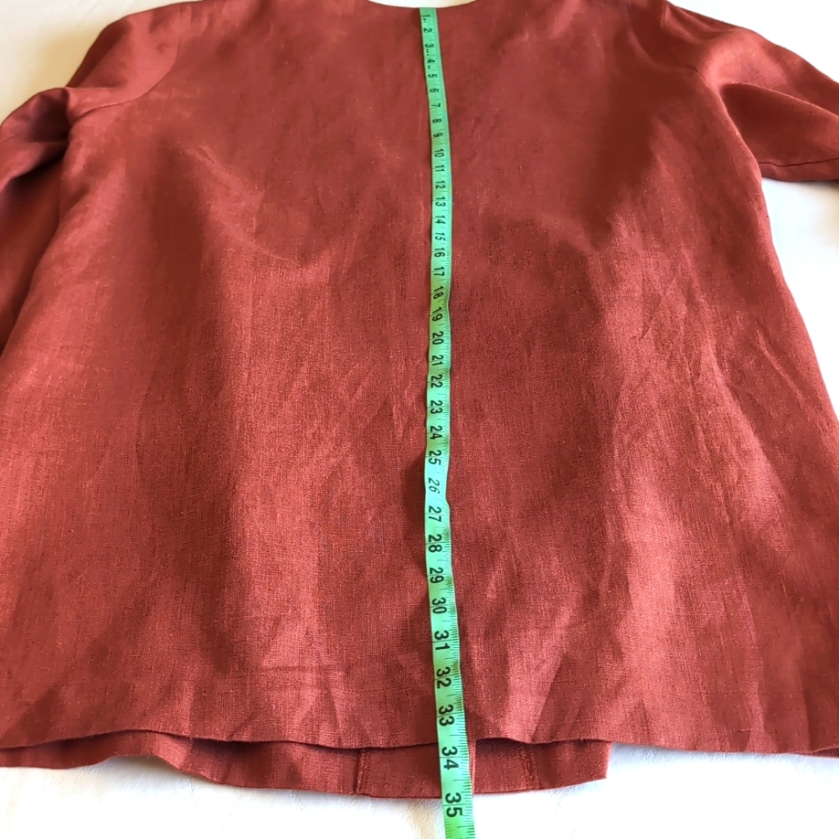 Nich Linen Kimono Wrap Long Sleeved Top In Dusty Maroon Colorway Women's Size L — image 7 of 8